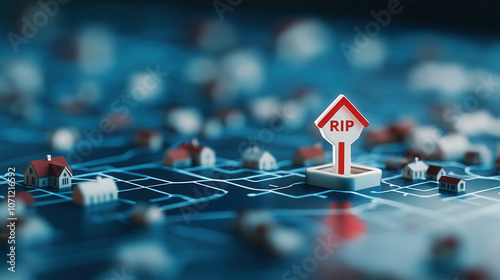 Wallpaper Mural Cemetery location marked on map with tiny red pin, symbolizing remembrance. surrounding houses create serene atmosphere, evoking reflection and peace Torontodigital.ca