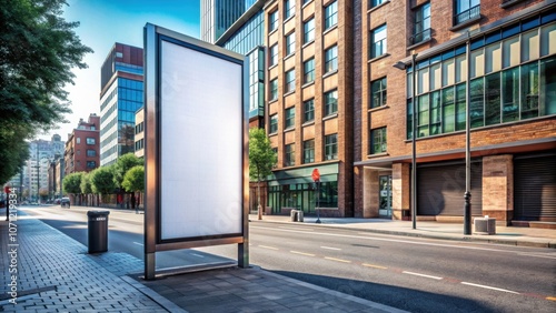 Contemporary art district street with a blank billboard, perfect for creative ad campaigns, art, district, street