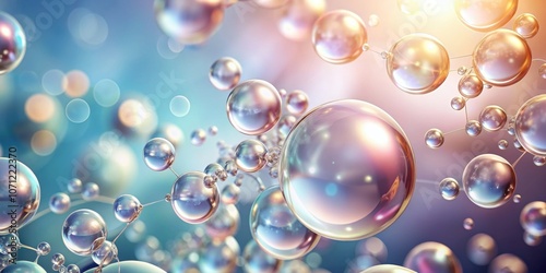 Wallpaper Mural Abstract bubble and molecule background for cosmetic product, cosmetic, product, bubbles, molecules, beauty, skincare Torontodigital.ca