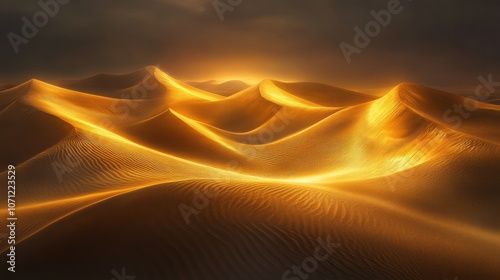 Golden Desert Dunes at Sunset photo