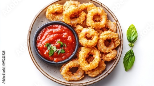 Fried Calamari with Tomato Sauce