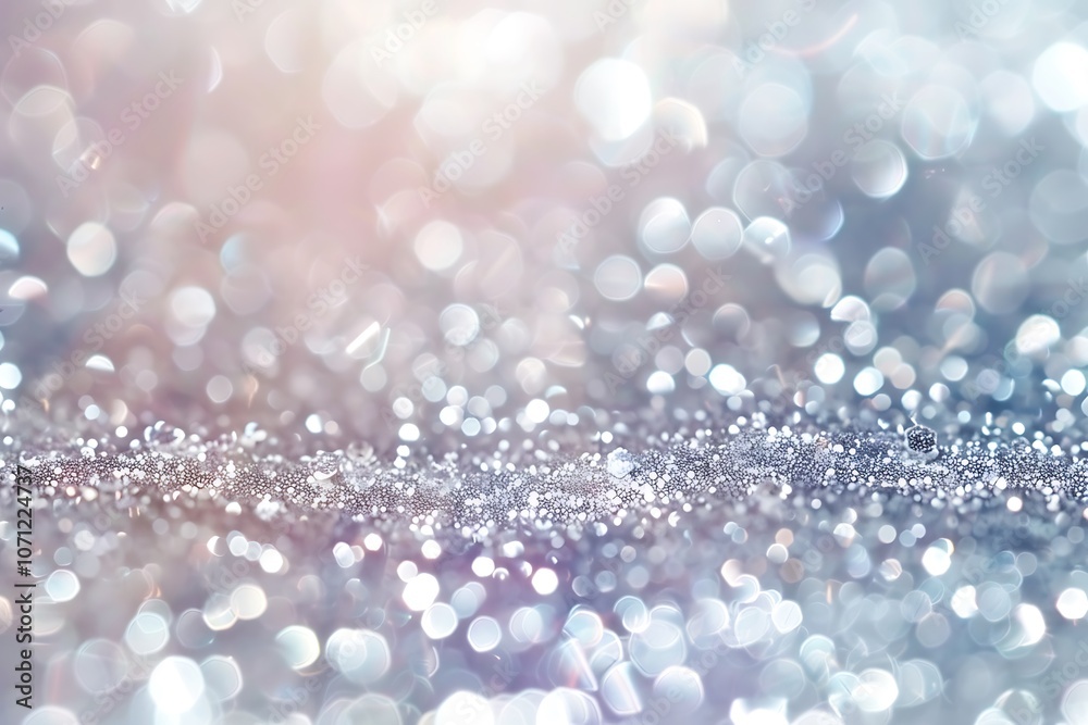 Abstract glitter background in silver and white tones bokeh light