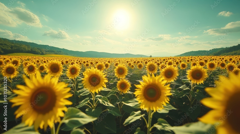Fototapeta premium Sunflowers Field at Sunset