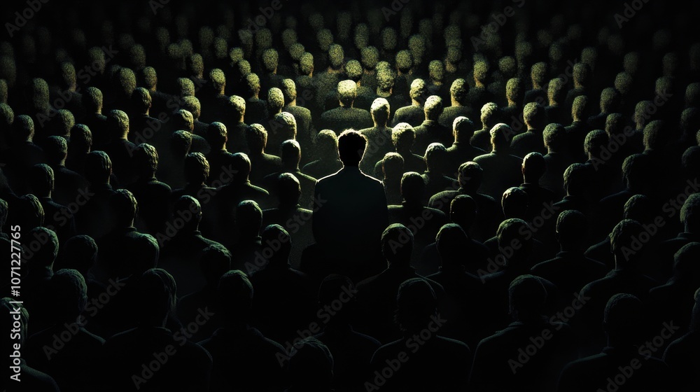 Obraz premium Isolated Figure in a Sea of Shadows