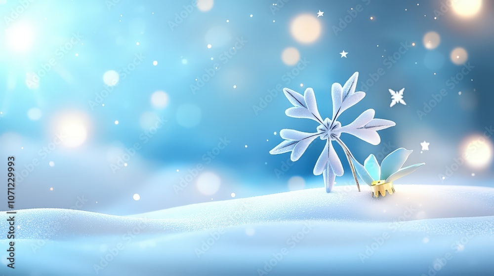 Serene blue Christmas background with white snowflakes and gentle light effects. Cool and festive.