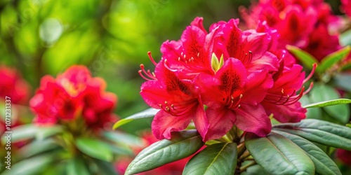 Exquisite red Rhododendron arboreum flower in full bloom, Rhododendron, arboreum, flower, red, bloom, plant, vibrant, colorful photo