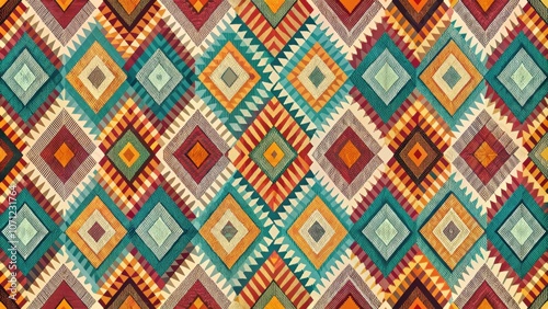 Wallpaper Mural Abstract geometric pattern design with a fabric texture background, geometric, abstract, fabric, texture, background, design Torontodigital.ca