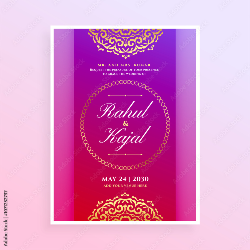 elegant indian wedding greeting card flyer with golden decoration elegant indian wedding greeting card flyer with golden decoration