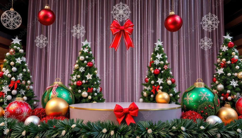 Naklejka premium Christmas Decorations with a Stage