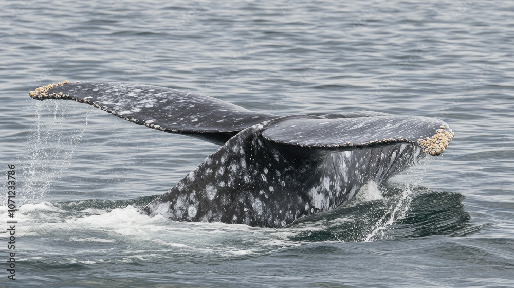 Fototapeta premium Majestic Whale Tail Above Serene Water Surface