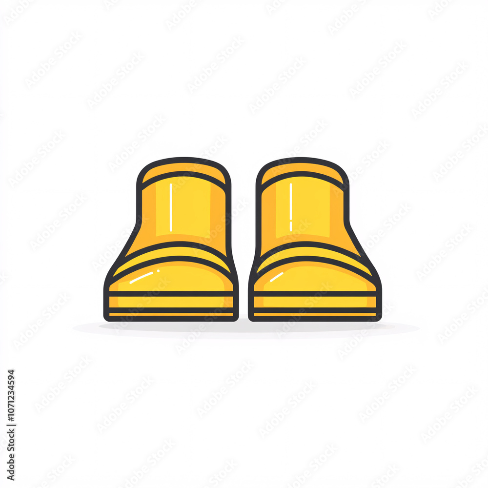 Bright yellow boots with a distinctive design, displayed from the front against a simple white background. Bright yellow boots with a distinctive design, displayed from the front against a simple white background.