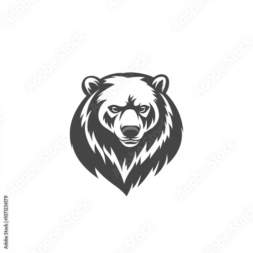 A fierce, stylized bear head illustration, featuring bold lines and an intense expression, ideal for logos or wildlife-themed designs.