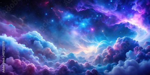 Abstract cosmic clouds blending purple and blue colors on dark background, cosmic, clouds, abstract, purple, blue