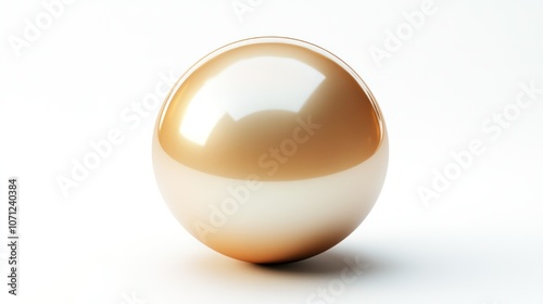 Reflective gold pearl icon in a polished 3D render, top-down view, isolated on white.