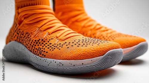 Close-up of Orange Basketball Sneakers photo