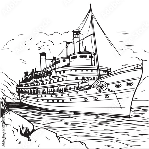 The ship drawing vector design