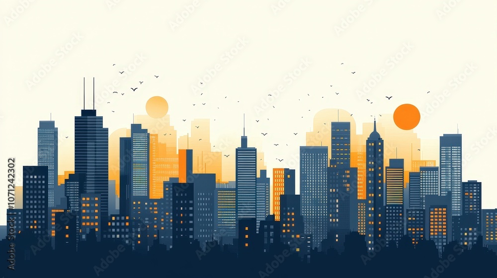 Fototapeta premium Minimal Monochromatic Cityscape with Warm Tones