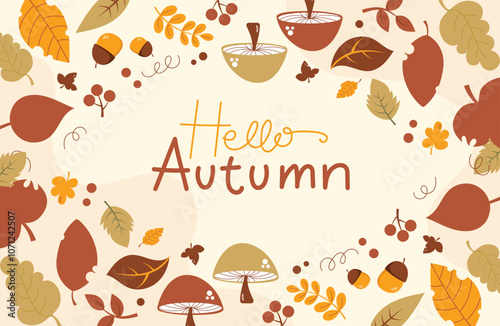 Golden Harvest Hello Autumn Season HandDrawn Background