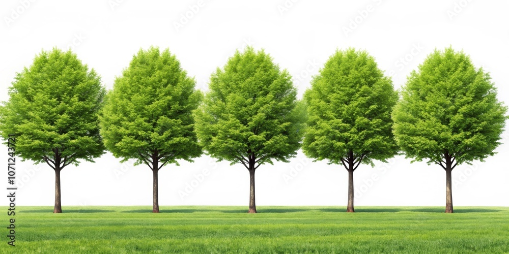 Obraz premium Row of trees isolated on background. rendering , trees, isolated, background, rendering, nature, forest, greenery, environment