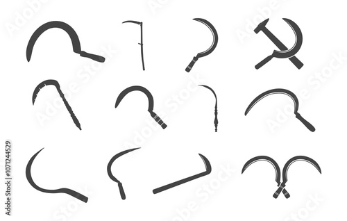 Sickles silhouette, Sickles svg, Sickles clipart, Sickle and hammer svg, Sickle and hammer silhouette.