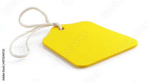 Wallpaper Mural Yellow tag with smooth surface and sturdy white string, perfect for gifts, isolated on white Torontodigital.ca