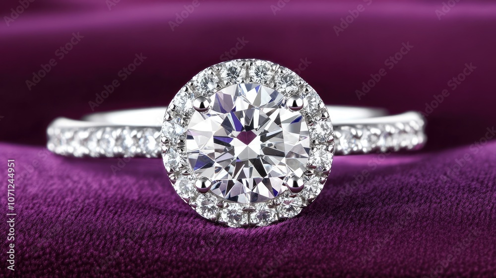 Elegant Diamond Ring on Velvet Background Elegant Diamond Ring on Velvet Background
