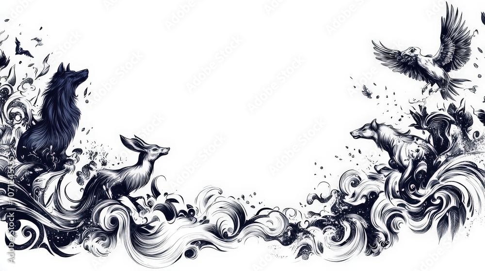 Playful Animals in Doodle Style Art Design Playful Animals in Doodle Style Art Design