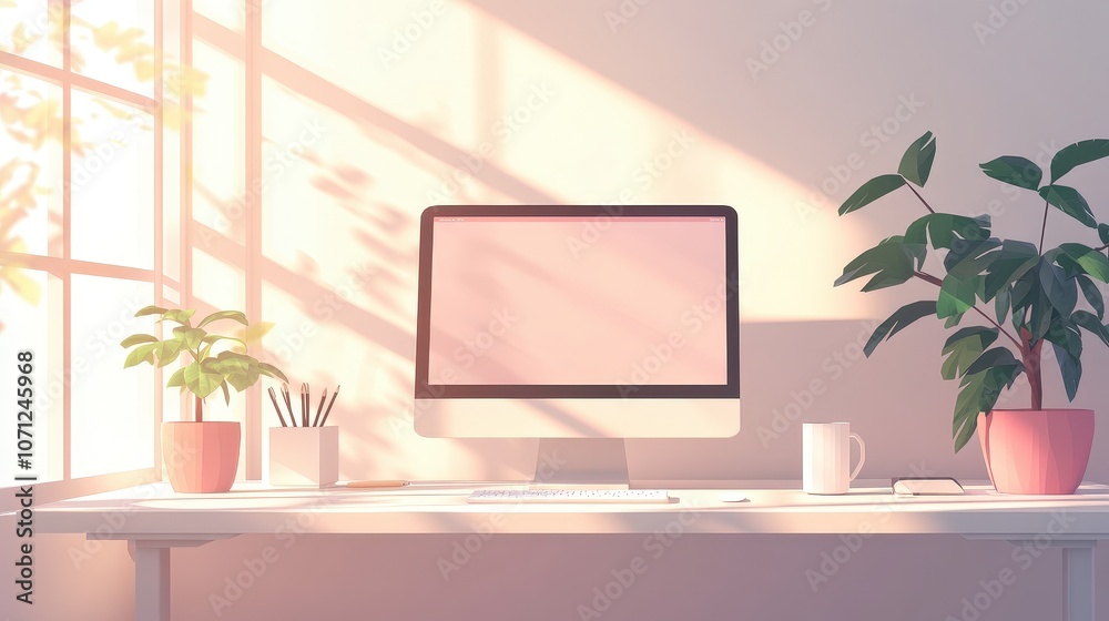 Modern Minimalistic Workspace with Clean Desk