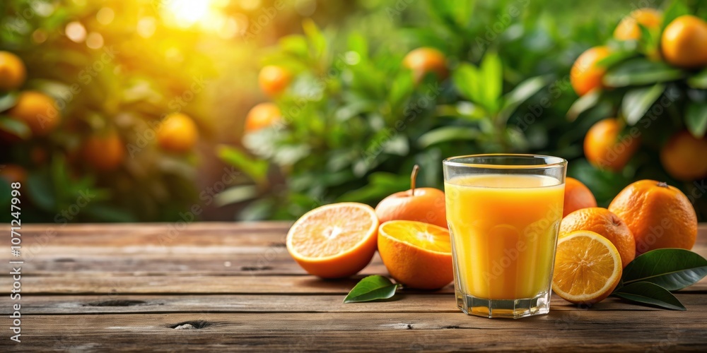 Glass of freshly squeezed orange juice on a wooden table, refreshing, healthy, citrus, beverage, drink, vitamin C Glass of freshly squeezed orange juice on a wooden table, refreshing, healthy, citrus, beverage, drink, vitamin C