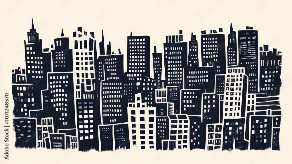 Fototapeta premium Monochromatic Cityscape with Minimalist Design