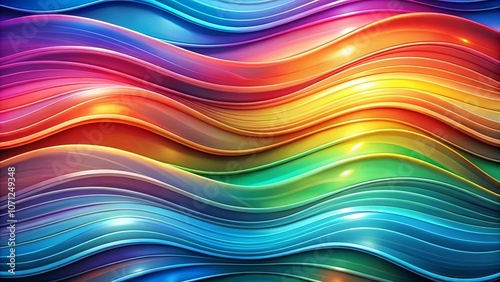 Abstract Wavy Pattern of Vibrant Colors with Glossy Texture