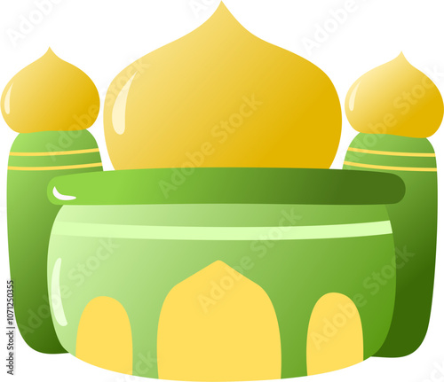 Playful mosque cartoon illustration 