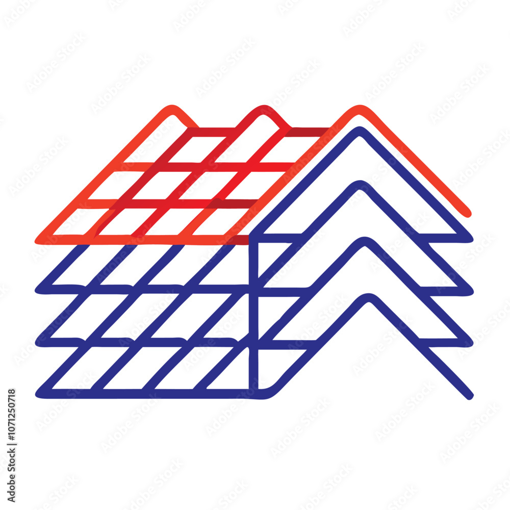 Abstract Roof Structure with Red and Blue Lines, Stylized illustration of overlapping roof structures in red and blue lines, symbolizing construction, architecture, and innovative roofing design.
Abstract Roof Structure with Red and Blue Lines, Stylized illustration of overlapping roof structures in red and blue lines, symbolizing construction, architecture, and innovative roofing design.