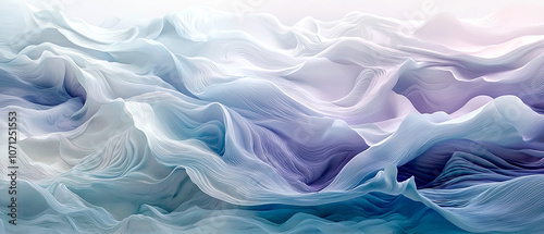 3D render of waves, soft pastel blue and lavender colors, generative AI