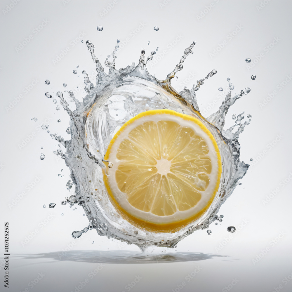 Bright lemons splash water, invigorating the scene. Bright lemons splash water, invigorating the scene.