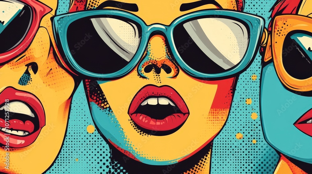 Vibrant Pop Art Faces with Bold Colors and Style Vibrant Pop Art Faces with Bold Colors and Style