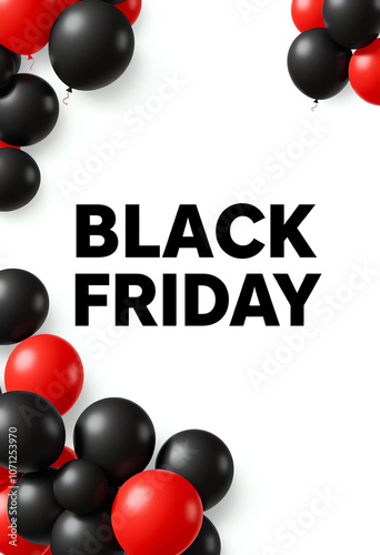 Black Friday Sale flyer or poster Template Illustration with black balloon border on white background