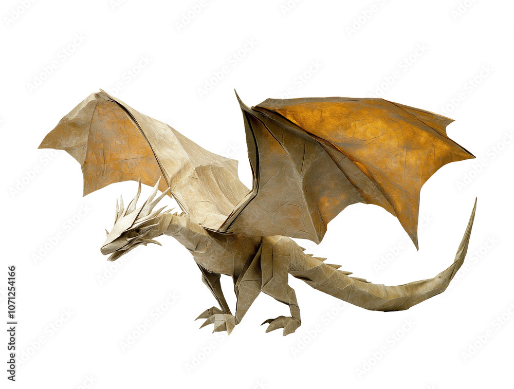 Fototapeta premium origami of a flying dragon on white background