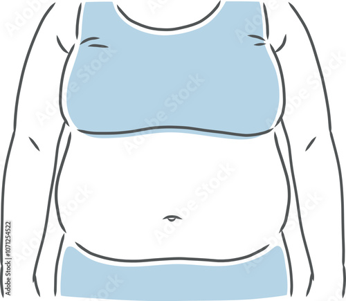 お腹の大きな肥満女性のイラスト素材
