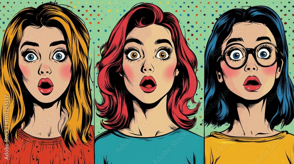 Vibrant Pop Art Style with Expressive Characters Vibrant Pop Art Style with Expressive Characters