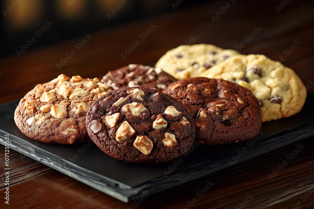 Fototapeta premium Homemade cake served on a rustic black plate