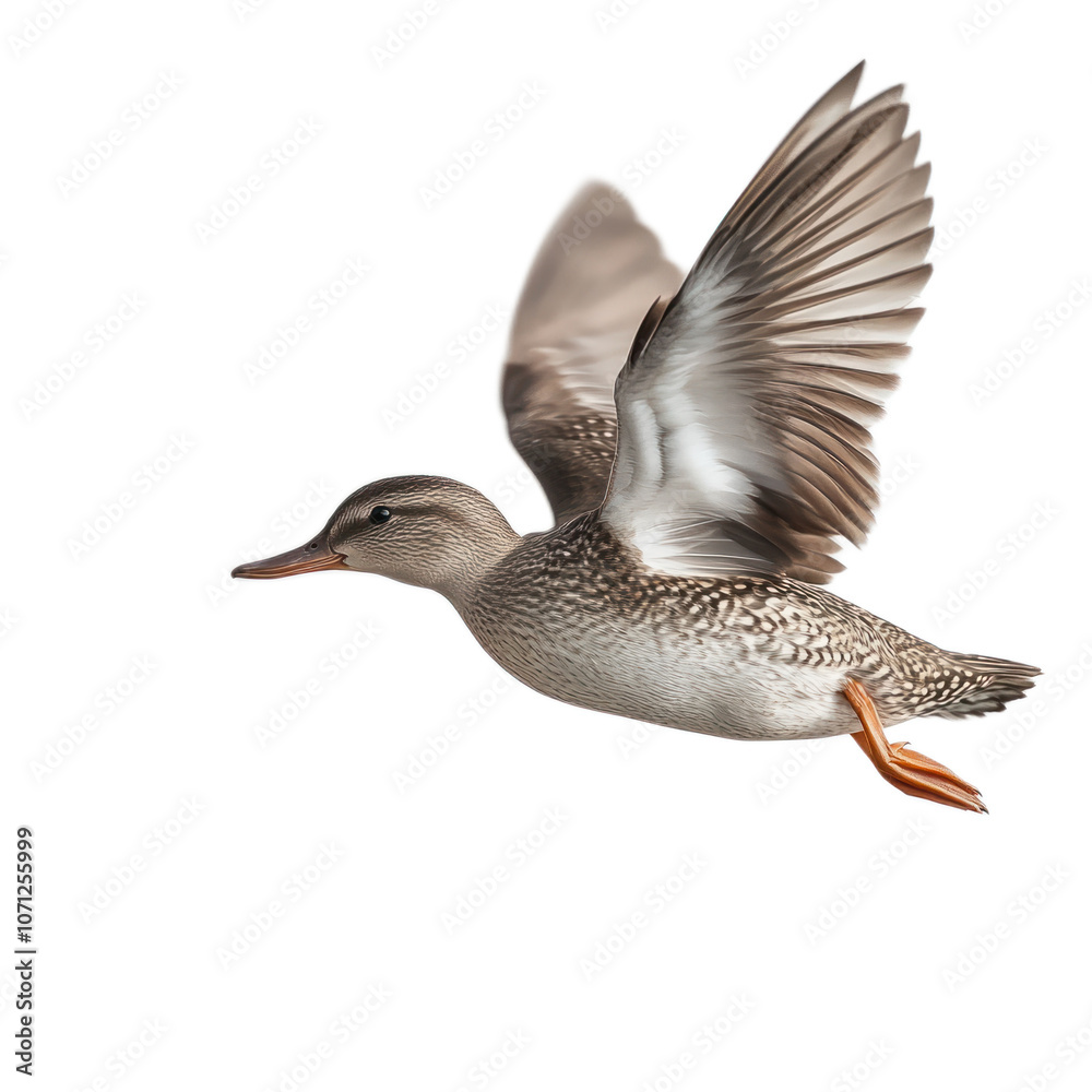 Duck in Flight Over a Clear Blue Sky Duck in Flight Over a Clear Blue Sky
