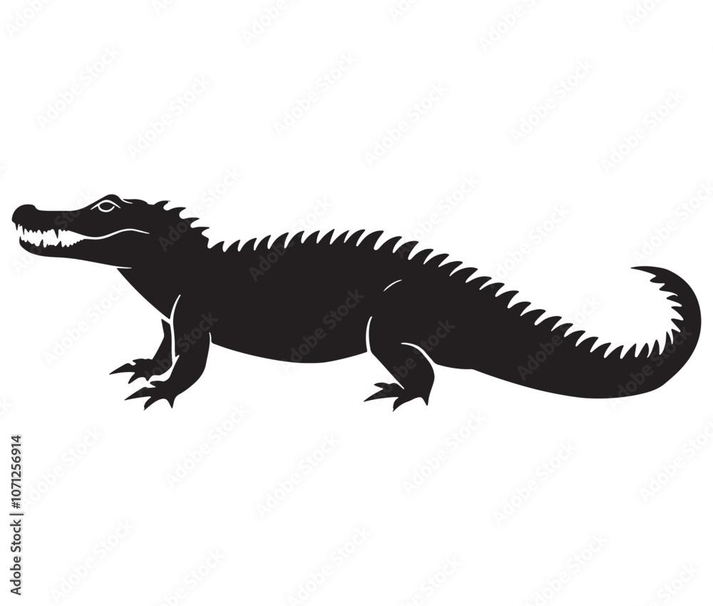 Naklejka premium Alligator silhouette vector illustration design, Silhouette of a crocodile, Alligator icon