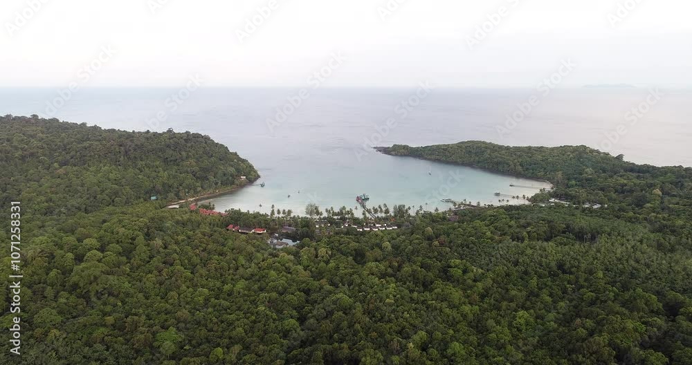 Aerial iew tropical sea island beach green tree forest summer vacation Aerial iew tropical sea island beach green tree forest summer vacation