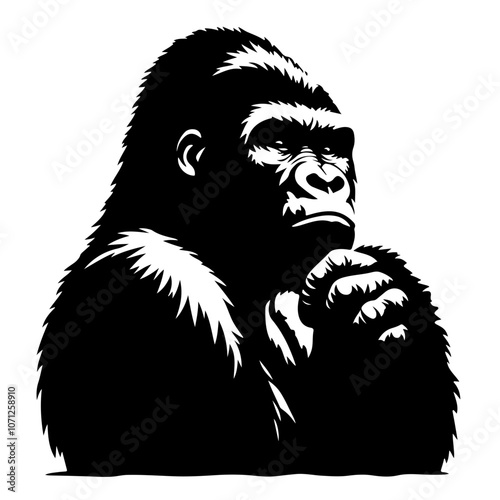 gorilla stencil art silhouette vector illustration , isolated on transparent background