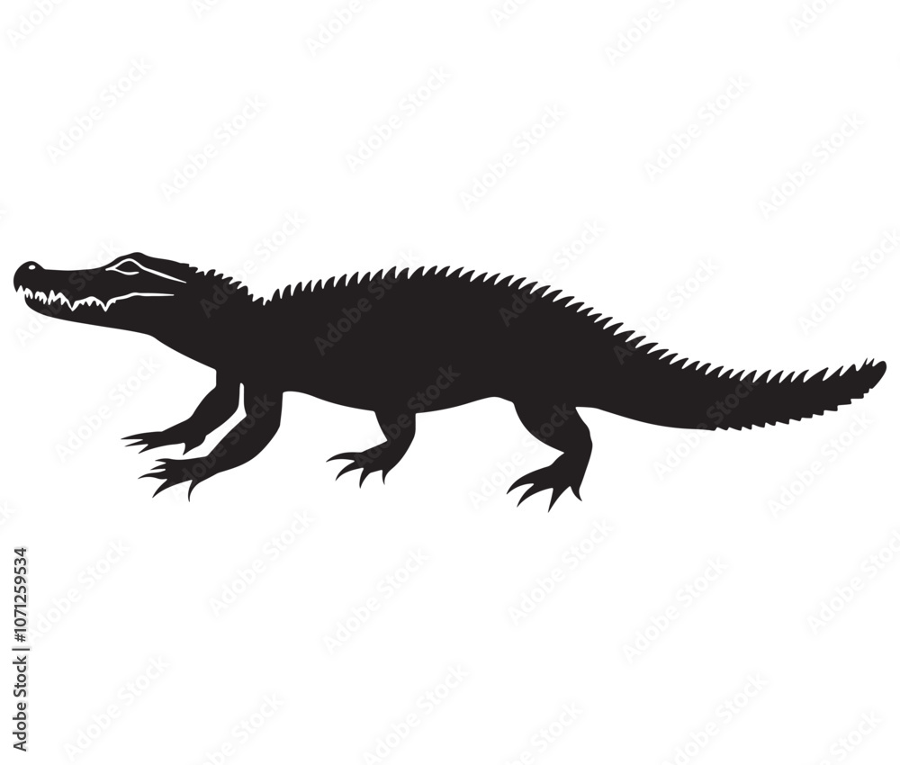 Fototapeta premium Alligator silhouette vector illustration design, Silhouette of a crocodile, Alligator icon