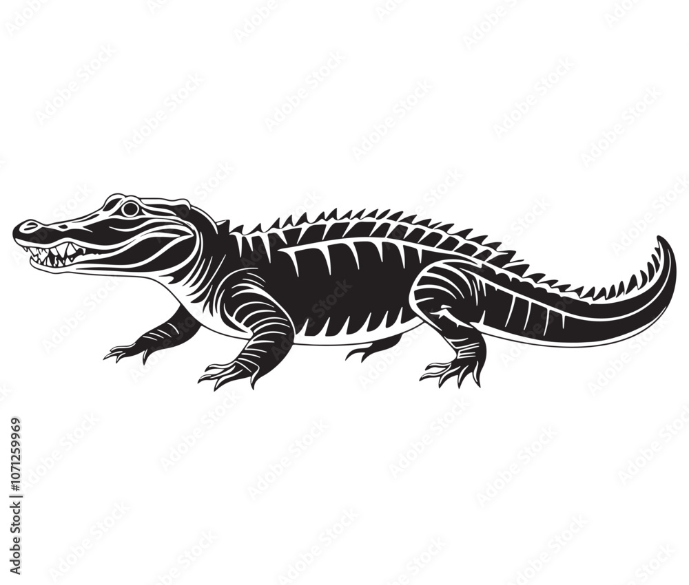 Obraz premium Alligator silhouette vector illustration design, Silhouette of a crocodile, Alligator icon