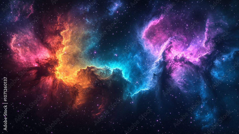 Fototapeta premium Vivid Cosmic Nebula with Swirling Colors