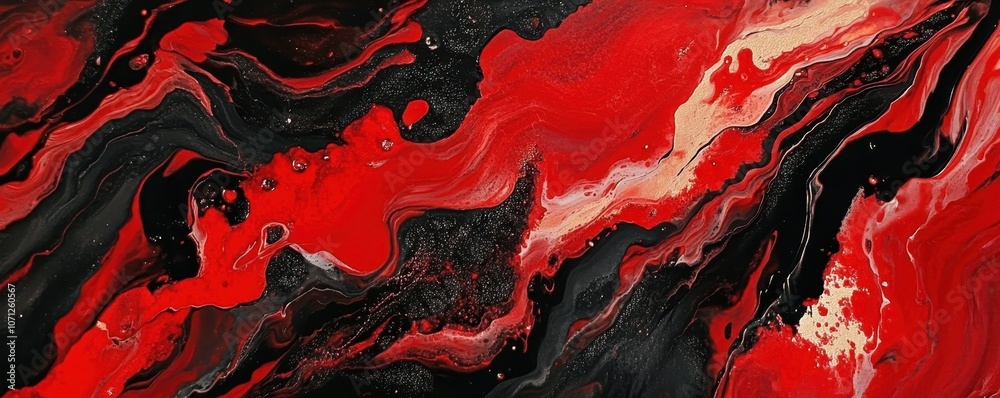 Bold Abstract Acrylic Pour Artwork in Red and Black Bold Abstract Acrylic Pour Artwork in Red and Black