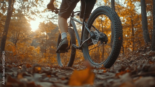 Mountain Biking Through Autumn Woods